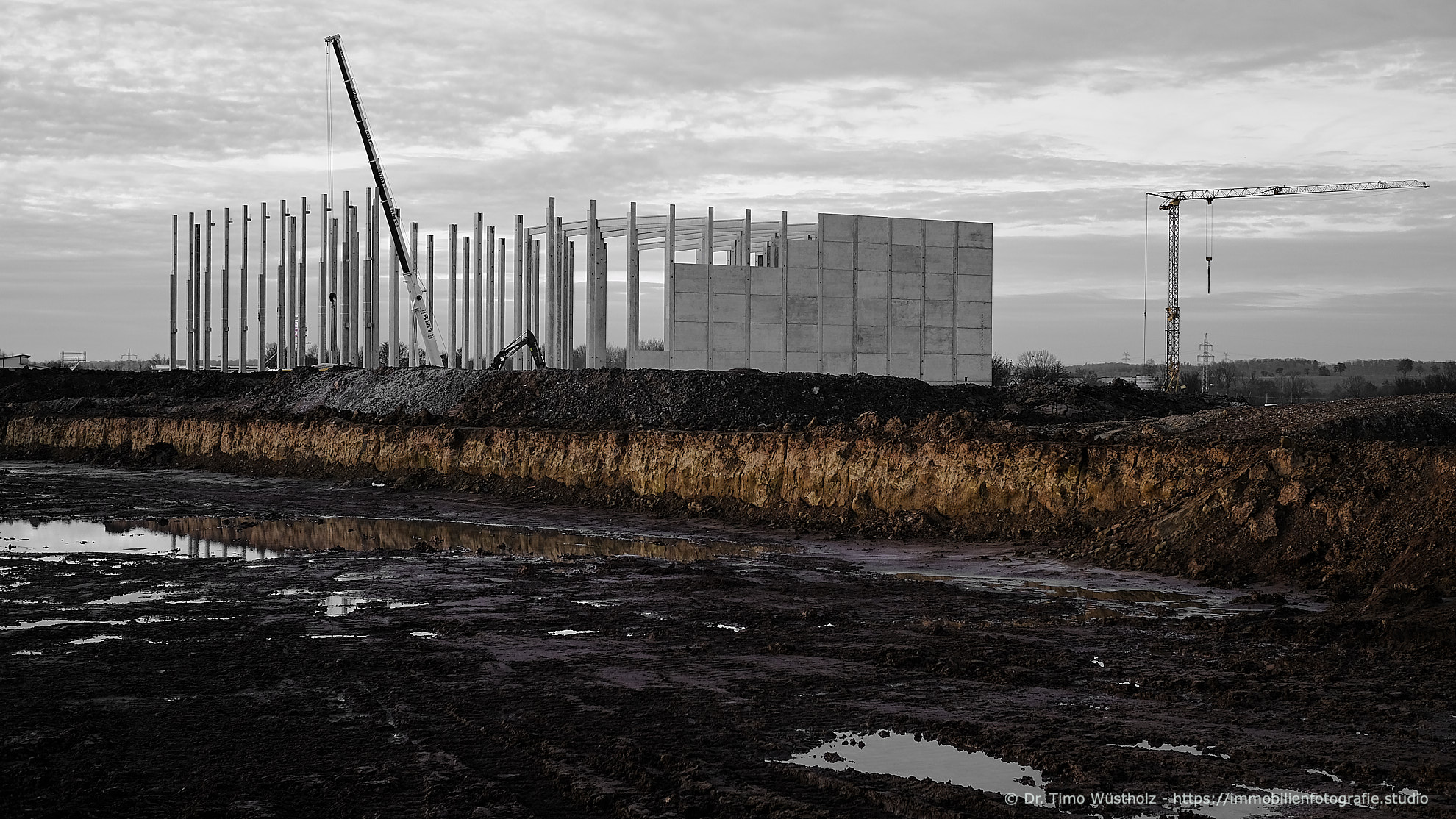 Hochregallager im Bauzustand